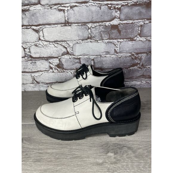 3.1 Phillip Lim White Leather Black Oxfords Lace Up Shoes Women Sz 40EU/9.5M US - Picture 1 of 16